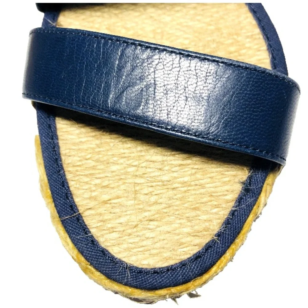 Lauren Ralph Lauren Navy Blue Espadrille Slingback Sandals New without Tag/Box
